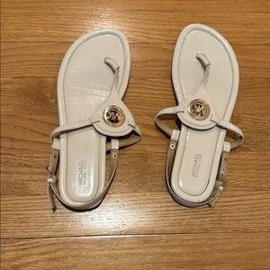 Michael Kors White Sandals with Medallion Detail. Worn once